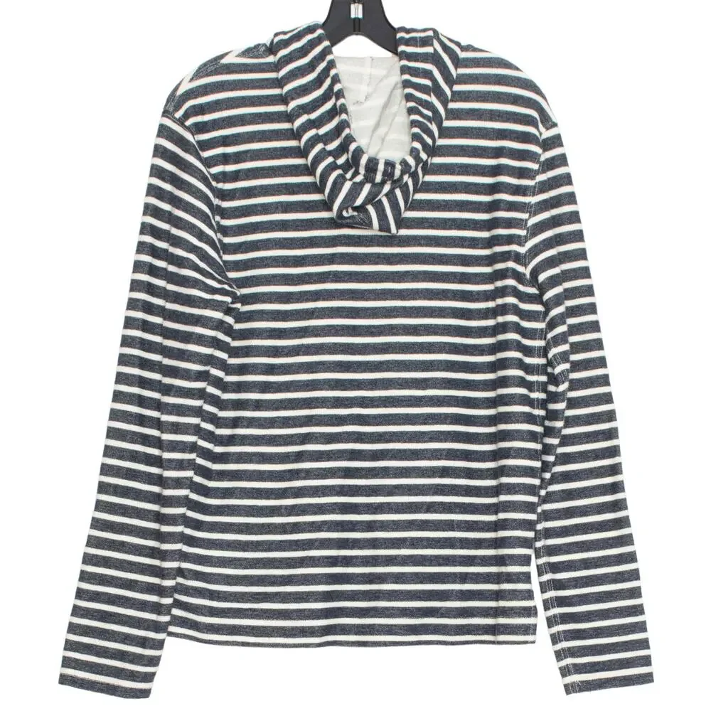 J Crew Hoodie Pullover Streetwear Nautical Preppy Athleisure Stripe Blue Small
